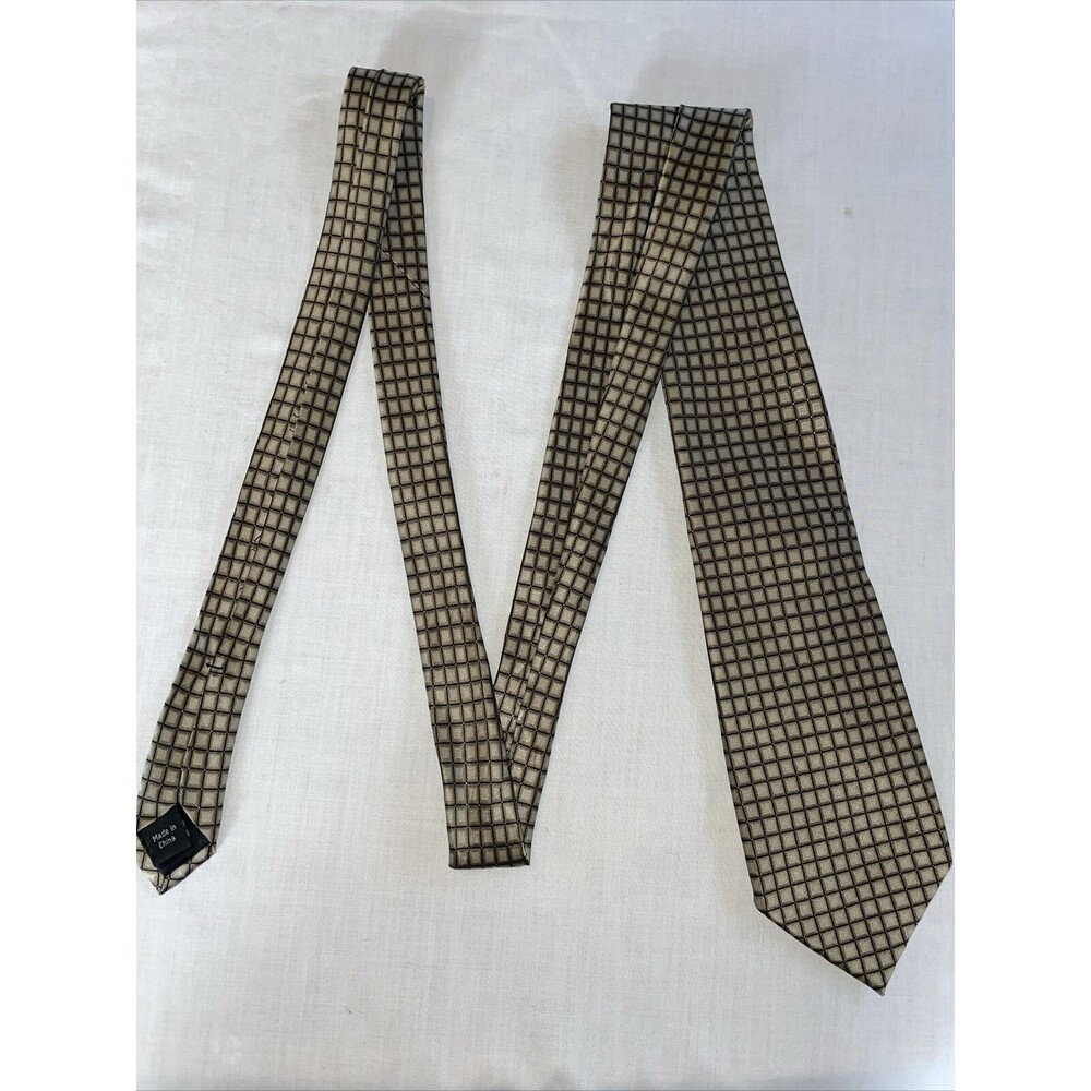 Don Loper Beverly Hills Dress Tie Mens Size 62” Gold Geometric 100% Silk Formal